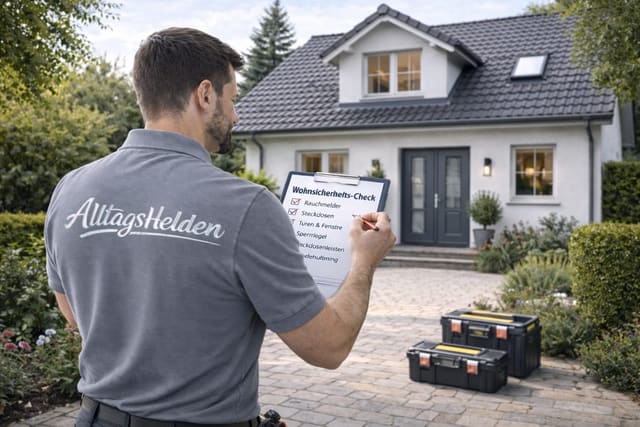 Sicherheitsberater prüft Wohnung